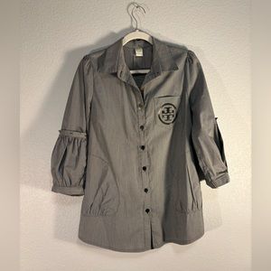 Black & White Checker Button Up w/ Gold & Black Buttons & Elegant Back & Pockets